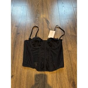Shein BAE Black Lace Corset Top Underwire Bustier Hook Eye Back L Large NWT